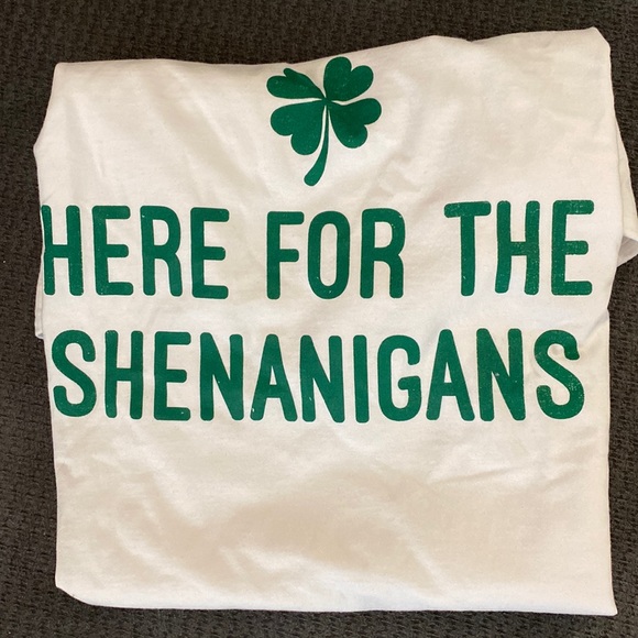 🍂🆕 St Patrick’s Day Tee - “Here For The Shenanigans” - Size: Medium - Picture 2 of 2